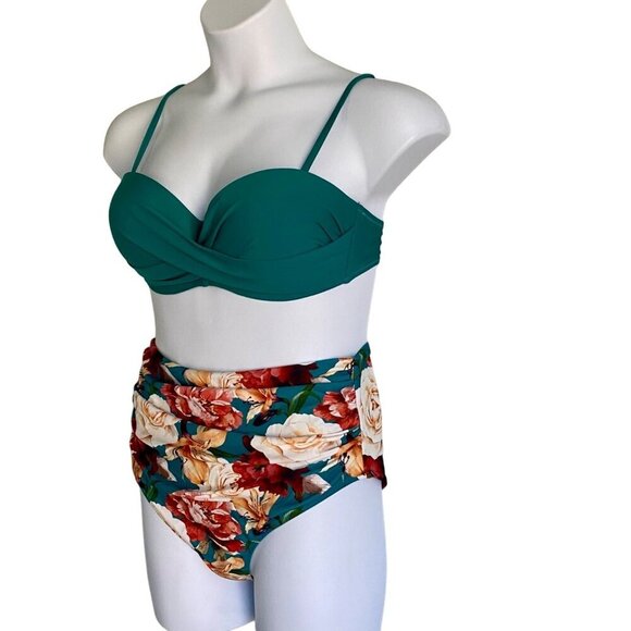 Cupshe High Waist 2 Piece Swimwear Bikini Set Women's XL NEW NWT - Picture 3 of 10